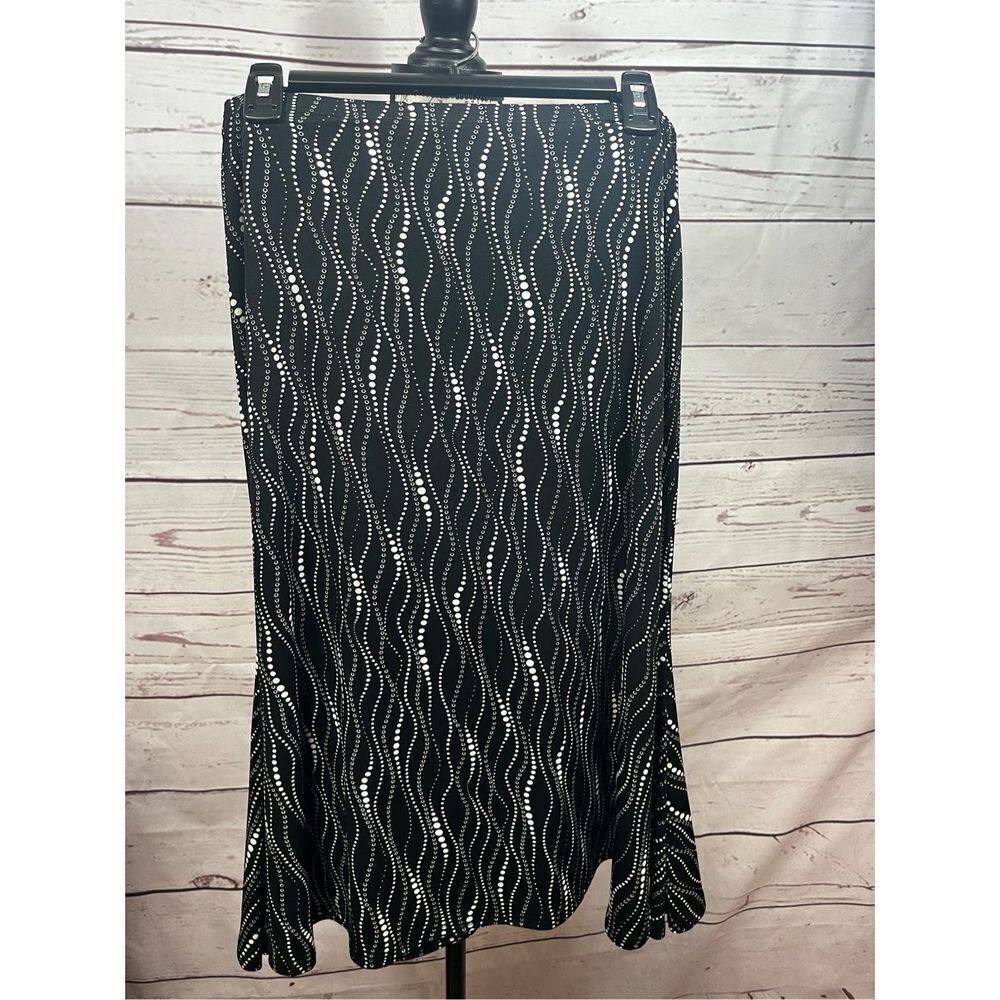 Saint Tropez West Black White Abstract Dot Print Midi Skirt Women's Size Medium